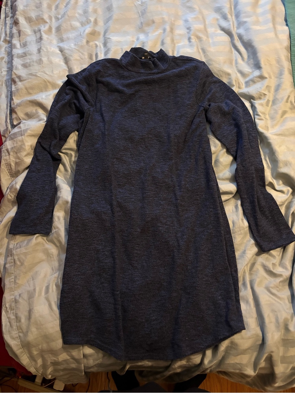 Express dark blue heathered long sleeve turtle neck tunic sweater shirt XL